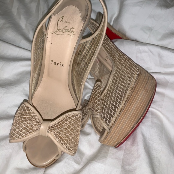 Christian Louboutin Shoes - Christian louboutin beige peep toe heels